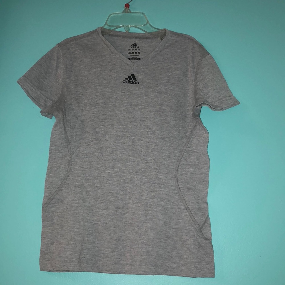Grey and black adidas t-shirts